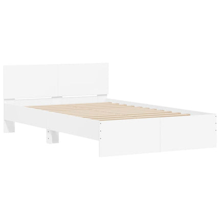 sengeramme med sengegavl og LED-lys 120x190 cm hvid