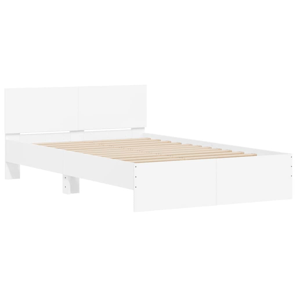 sengeramme med sengegavl og LED-lys 120x190 cm hvid