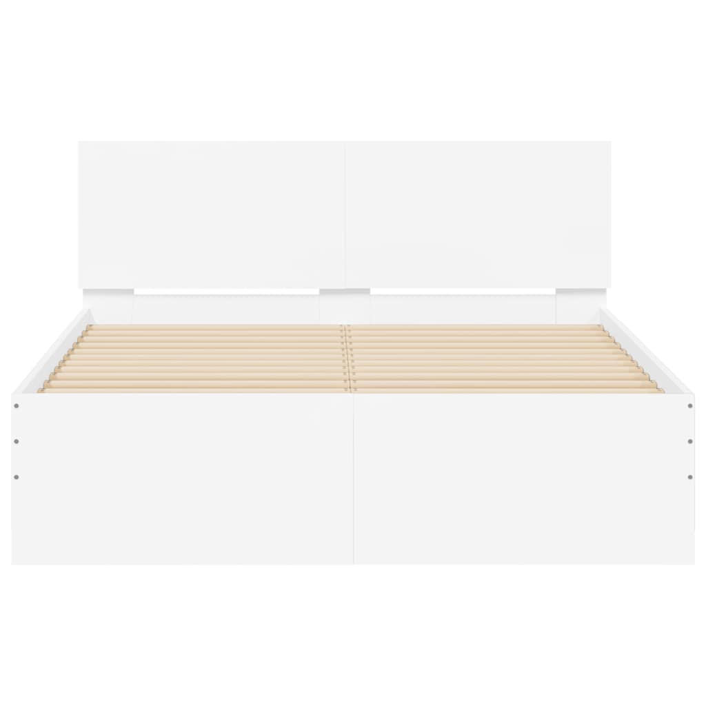 sengeramme med sengegavl og LED-lys 120x190 cm hvid