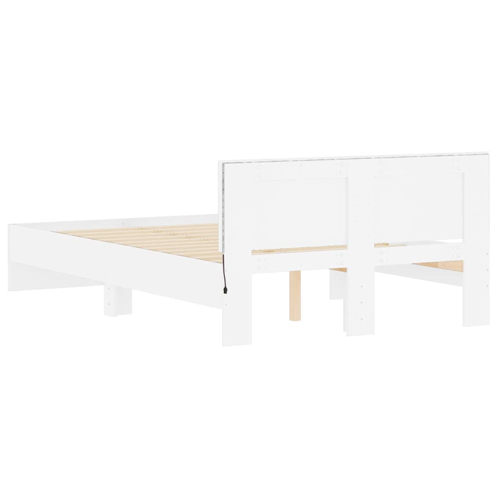 sengeramme med sengegavl og LED-lys 120x190 cm hvid