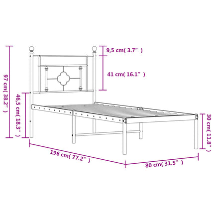 sengeramme med sengegavl 75x190 cm metal sort