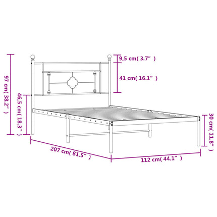 sengeramme med sengegavl 107x203 cm metal sort