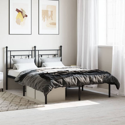 sengeramme med sengegavl 135x190 cm metal sort