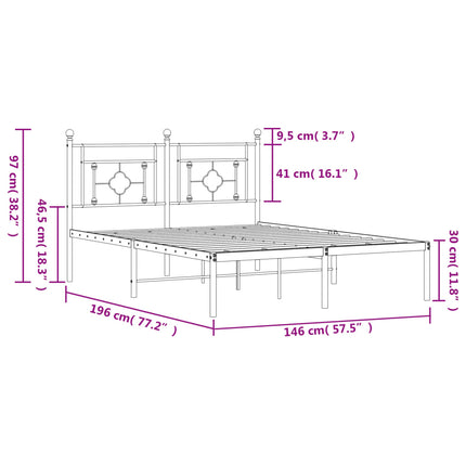 sengeramme med sengegavl 140x190 cm metal sort