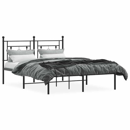 sengeramme med sengegavl 140x200 cm metal sort