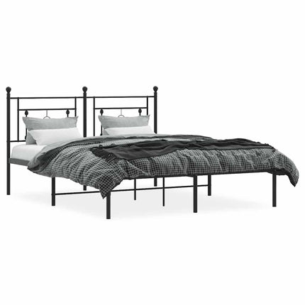 sengeramme med sengegavl 150x200 cm metal sort