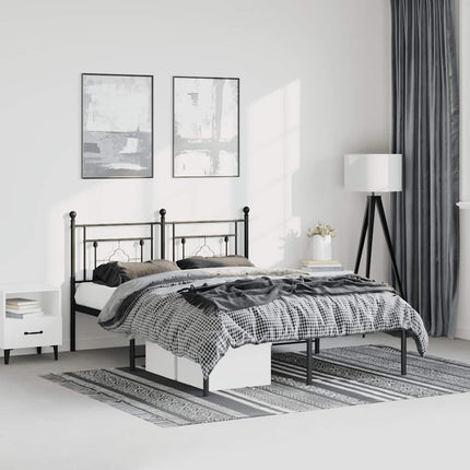sengeramme med sengegavl 150x200 cm metal sort