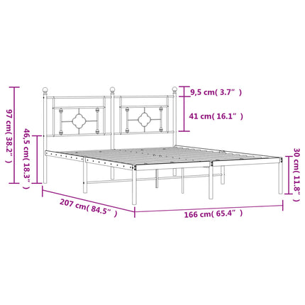 sengeramme med sengegavl 160x200 cm metal sort