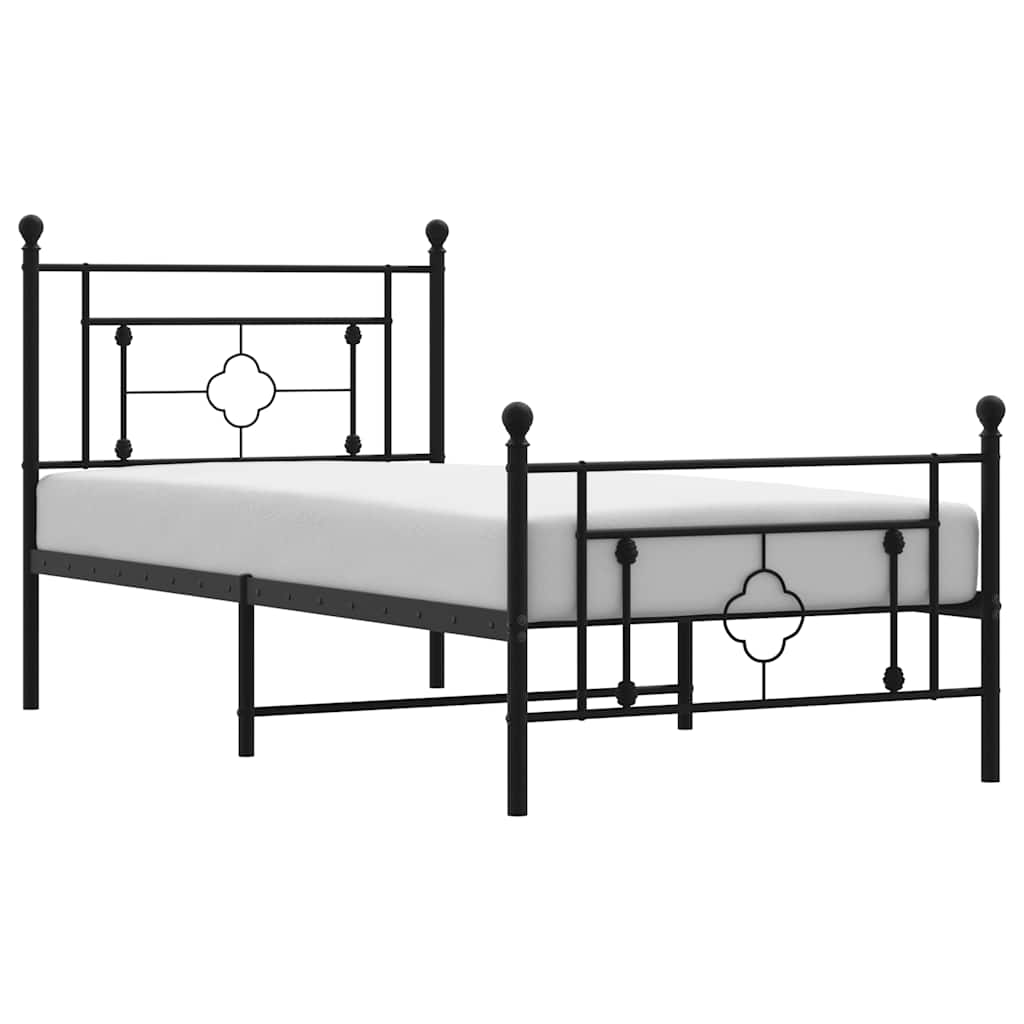 sengeramme med sengegavl og fodgærde 100x200 cm metal sort