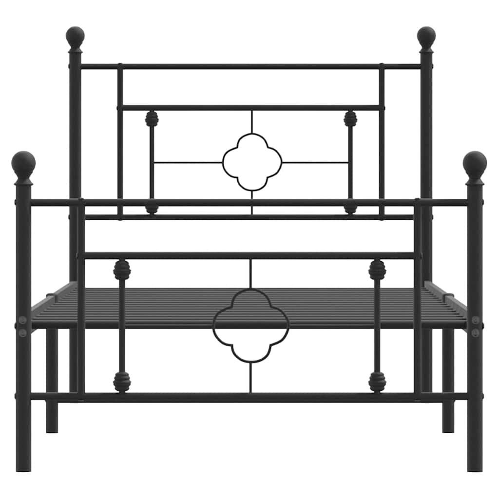 sengeramme med sengegavl og fodgærde 100x200 cm metal sort