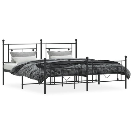 sengeramme med sengegavl og fodgærde 183x213 cm metal sort
