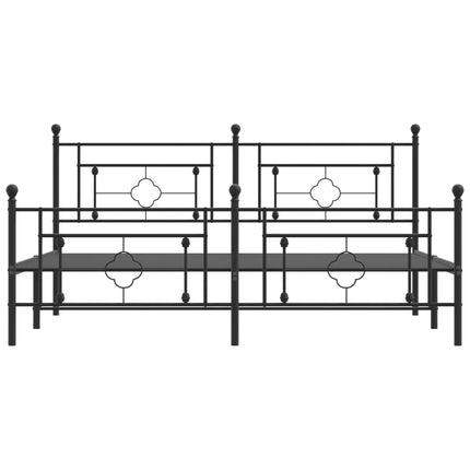 sengeramme med sengegavl og fodgærde 183x213 cm metal sort