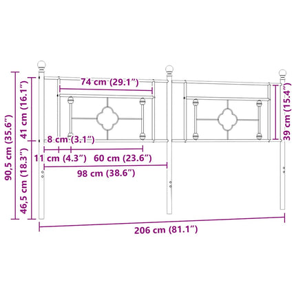 udskiftningsgavl 200 cm metal sort