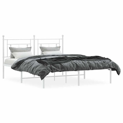 sengeramme med sengegavl 160x200 cm metal hvid