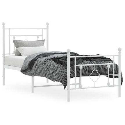 sengeramme med sengegavl og fodgærde 80x200 cm metal hvid