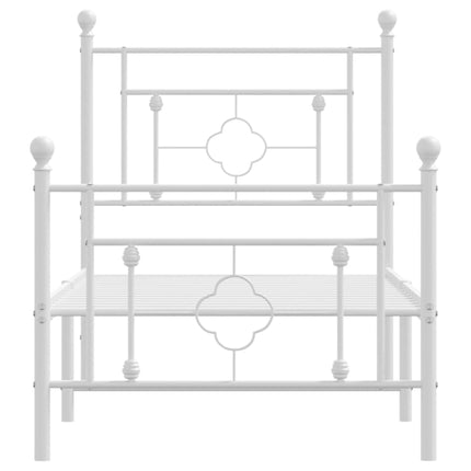 sengeramme med sengegavl og fodgærde 80x200 cm metal hvid