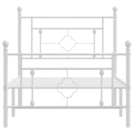 sengeramme med sengegavl og fodgærde 100x190 cm metal hvid
