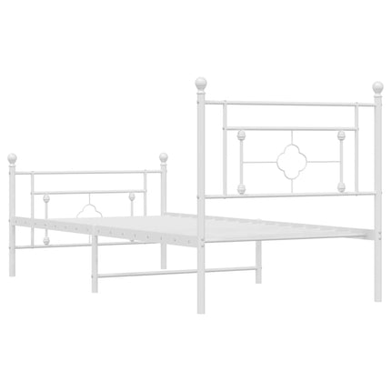 sengeramme med sengegavl og fodgærde 100x190 cm metal hvid