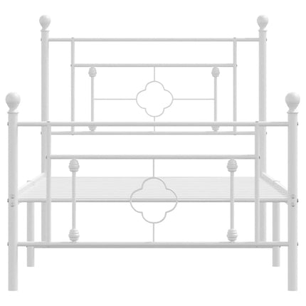 sengeramme med sengegavl og fodgærde 100x200 cm metal hvid