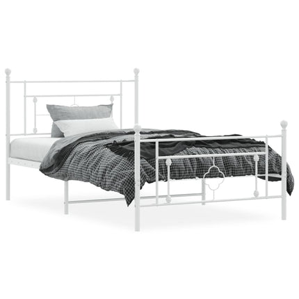 sengeramme med sengegavl og fodgærde 107x203 cm metal hvid