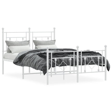 sengeramme med sengegavl og fodgærde 120x190 cm metal hvid
