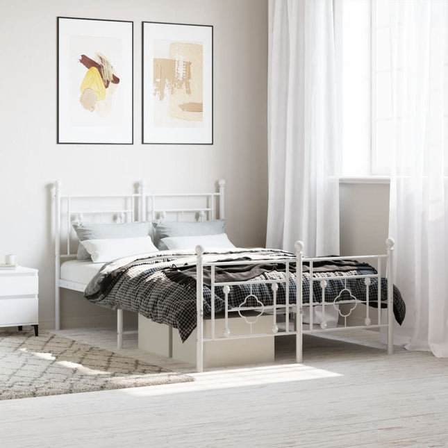 sengeramme med sengegavl og fodgærde 120x190 cm metal hvid