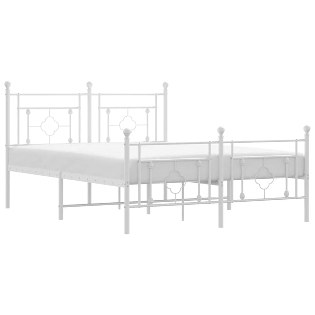 sengeramme med sengegavl og fodgærde 140x200 cm metal hvid