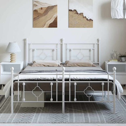 sengeramme med sengegavl og fodgærde 150x200 cm metal hvid