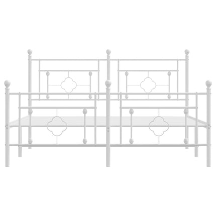 sengeramme med sengegavl og fodgærde 150x200 cm metal hvid