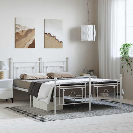 sengeramme med sengegavl og fodgærde 150x200 cm metal hvid