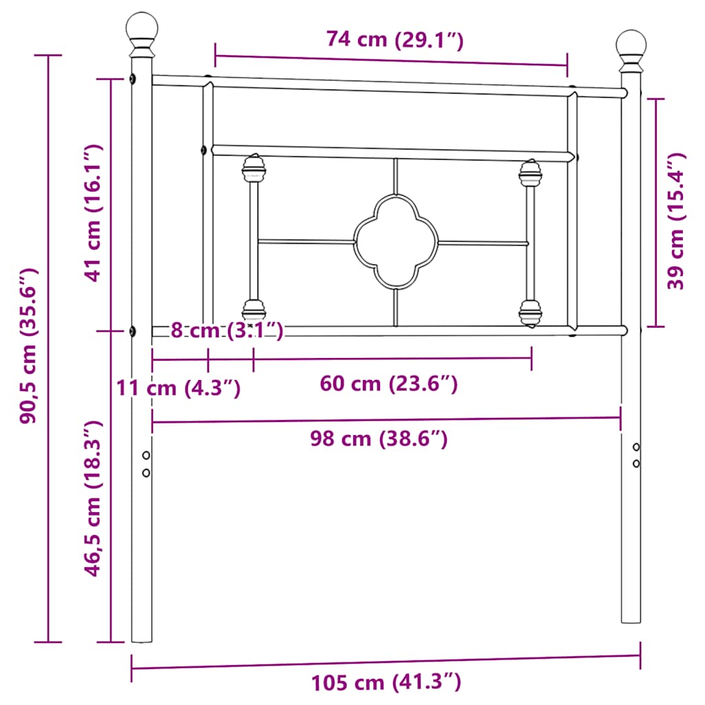 udskiftningsgavl 100 cm metal hvid