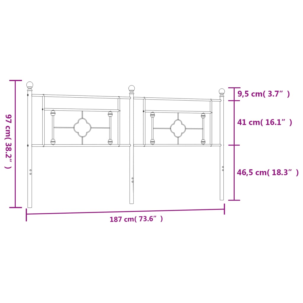 udskiftningsgavl 180 cm metal hvid