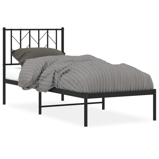 sengeramme med sengegavl 75x190 cm metal sort
