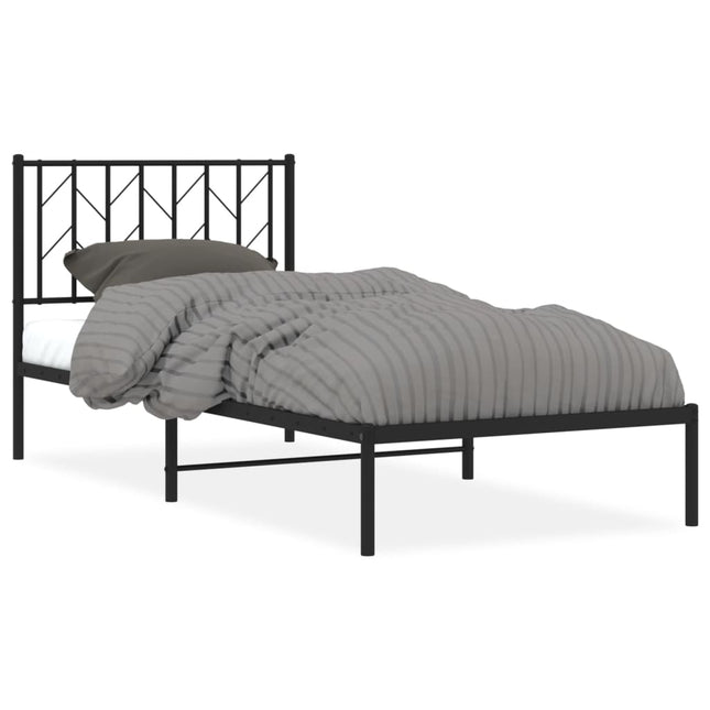 sengeramme med sengegavl 90x190 cm metal sort