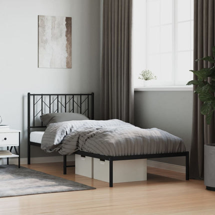 sengeramme med sengegavl 90x190 cm metal sort