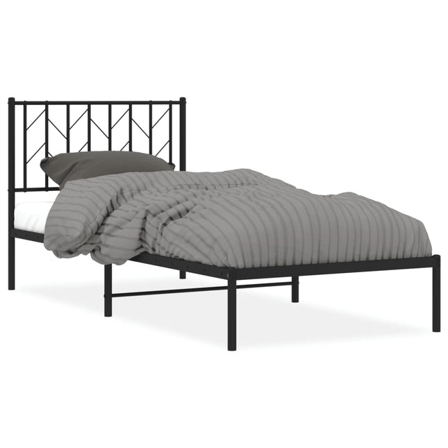 sengeramme med sengegavl 90x200 cm metal sort