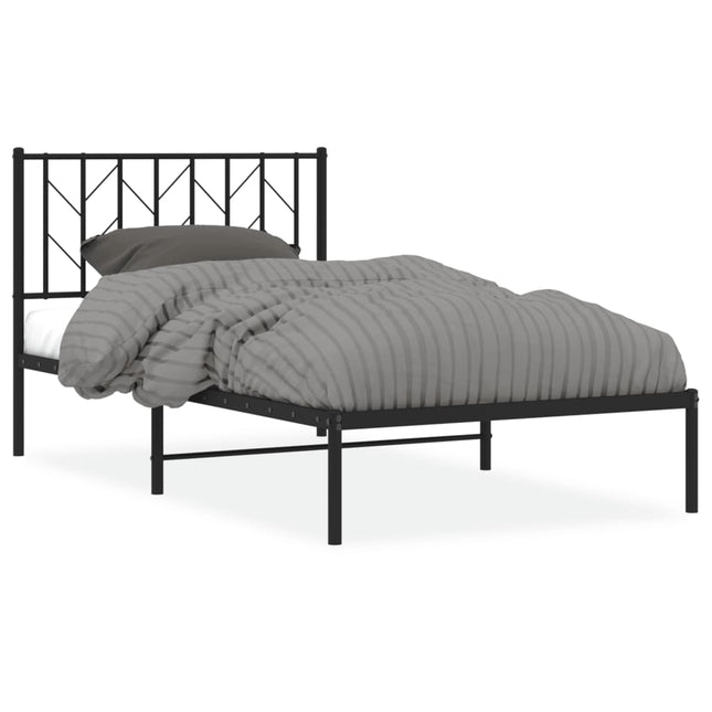 sengeramme med sengegavl 100x190 cm metal sort