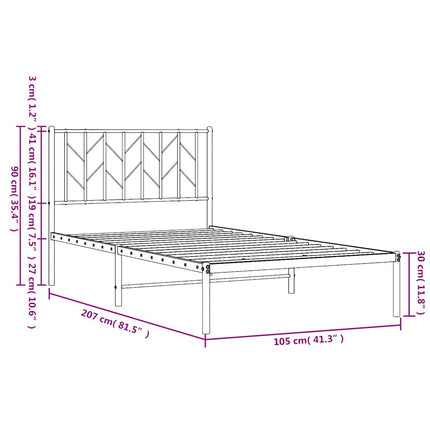 sengeramme med sengegavl 100x200 cm metal sort