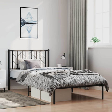 sengeramme med sengegavl 100x200 cm metal sort