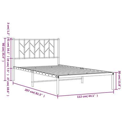 sengeramme med sengegavl 107x203 cm metal sort