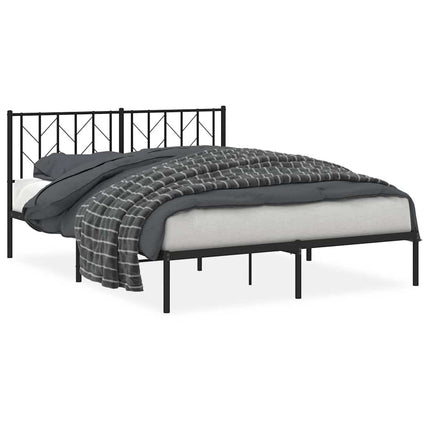 sengeramme med sengegavl 150x200 cm metal sort