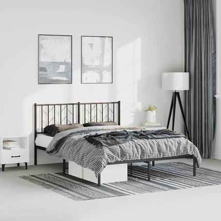 sengeramme med sengegavl 150x200 cm metal sort