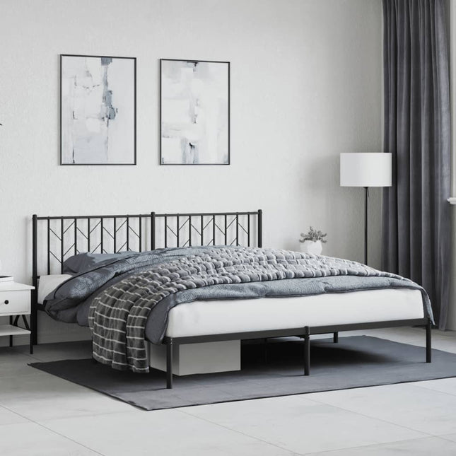 sengeramme med sengegavl 180x200 cm metal sort
