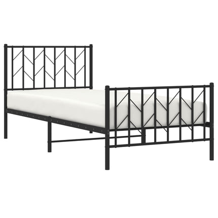 sengeramme med sengegavl og fodgærde 90x190 cm metal sort
