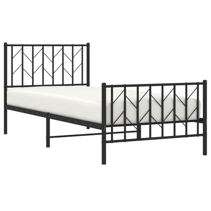 sengeramme med sengegavl og fodgærde 90x200 cm metal sort