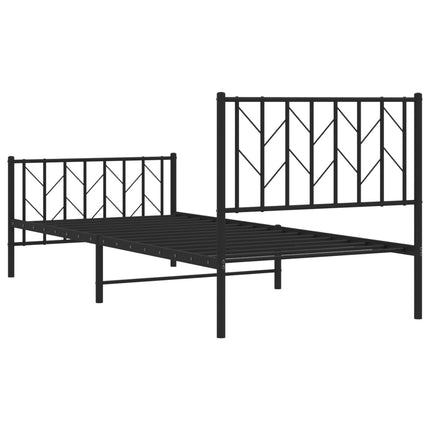 sengeramme med sengegavl og fodgærde 90x200 cm metal sort