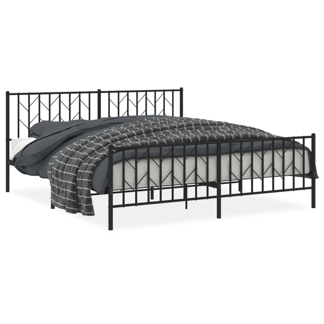 sengeramme med sengegavl og fodgærde 183x213 cm metal sort