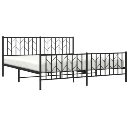 sengeramme med sengegavl og fodgærde 183x213 cm metal sort