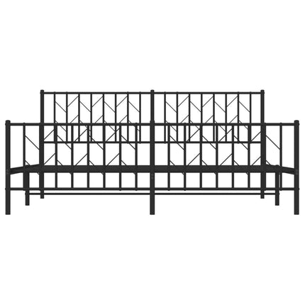 sengeramme med sengegavl og fodgærde 183x213 cm metal sort