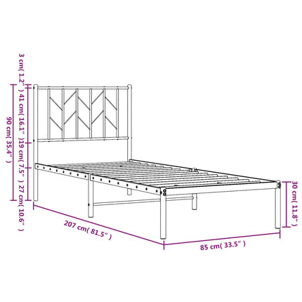 sengeramme med sengegavl 80x200 cm metal hvid
